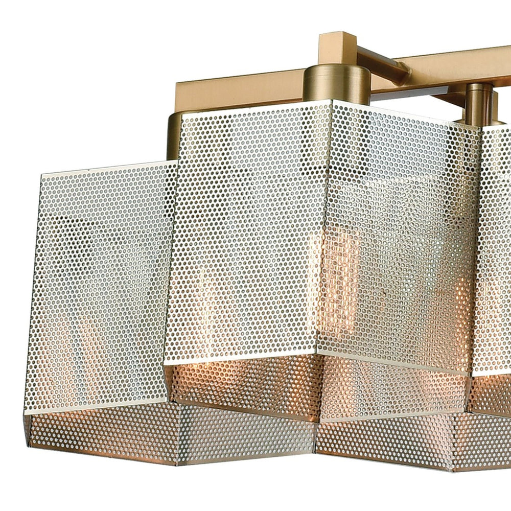 Atlas Compartir 42" 10-Light Linear Chandelier - Modern Honeycomb Design in Satin Brass & Polished Nickel CL12153-BS