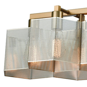 Atlas Compartir 42" 10-Light Linear Chandelier - Modern Honeycomb Design in Satin Brass & Polished Nickel CL12153-BS