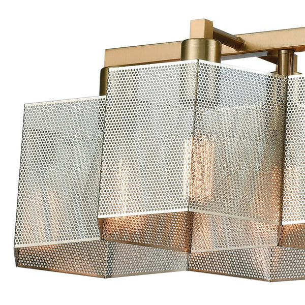 Atlas Compartir 42" 10-Light Linear Chandelier - Modern Honeycomb Design in Satin Brass & Polished Nickel CL12153-BS