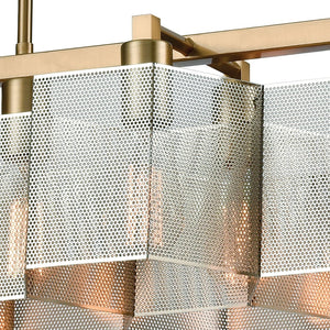Atlas Compartir 42" 10-Light Linear Chandelier - Modern Honeycomb Design in Satin Brass & Polished Nickel CL12153-BS
