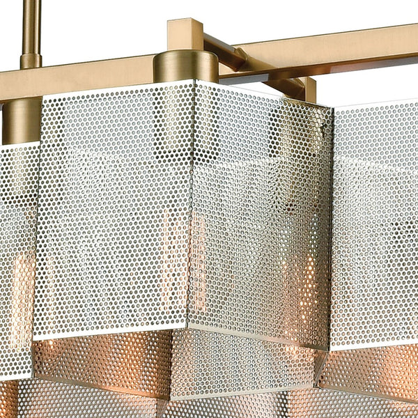 Atlas Compartir 42" 10-Light Linear Chandelier - Modern Honeycomb Design in Satin Brass & Polished Nickel CL12153-BS
