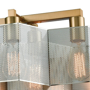 Atlas Compartir 42" 10-Light Linear Chandelier - Modern Honeycomb Design in Satin Brass & Polished Nickel CL12153-BS