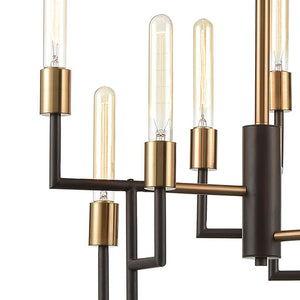 Atlas Congruency Modern 9-Light Chandelier - Stunning Geometric Design with Satin Brass Accents for Elegance Oil Rubbed Bronze 23'' CL12155-BZ