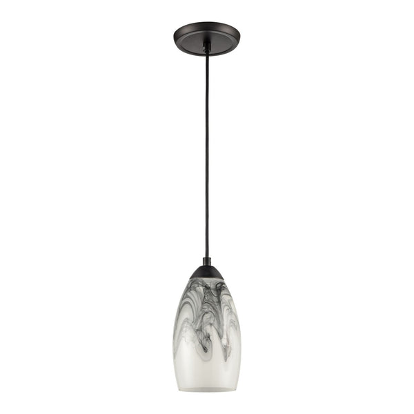 Atlas Corey 5" Wide 1-Light Pendant - Matte Black with Opal Glass, Contemporary Style for Modern Spaces CL12160-WH