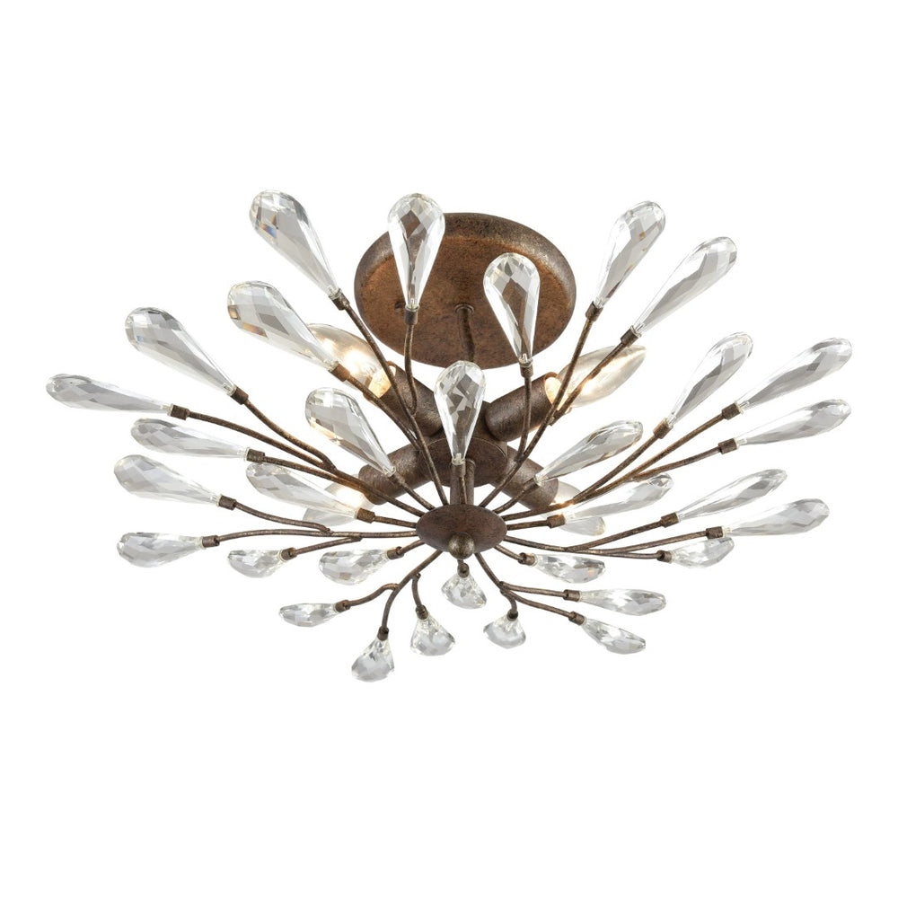 Atlas Crislett 4-Light Semi Flush Mount Light Fixture - Elegant Winter Forest Design with Crystal Accents Sunglow Bronze 32'' CL12169-BZ