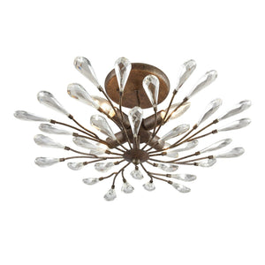 Atlas Crislett 4-Light Semi Flush Mount Light Fixture - Elegant Winter Forest Design with Crystal Accents Sunglow Bronze 22'' CL12163-BZ