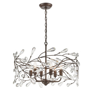 Atlas Crislett 6-Light Chandelier with Crystal Accents - Elegant Indoor Lighting for Dining & Living Spaces Sunglow Bronze 23'' CL12164-BZ