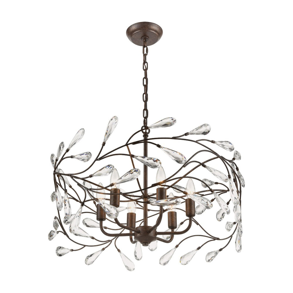 Atlas Crislett 6-Light Chandelier with Crystal Accents - Elegant Indoor Lighting for Dining & Living Spaces Sunglow Bronze 23'' CL12164-BZ