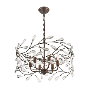 Atlas Crislett 6-Light Chandelier with Crystal Accents - Elegant Indoor Lighting for Dining & Living Spaces Sunglow Bronze 23'' CL12164-BZ