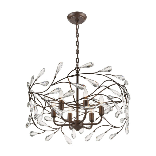 Atlas Crislett 6-Light Chandelier with Crystal Accents - Elegant Indoor Lighting for Dining & Living Spaces Sunglow Bronze 23'' CL12164-BZ