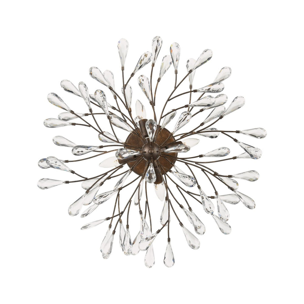 Atlas Crislett Semi Flush Mount Light - Elegant Metal Branch Design with Crystal Accents for Stunning Glow Sunglow Bronze 28'' CL12166-BZ