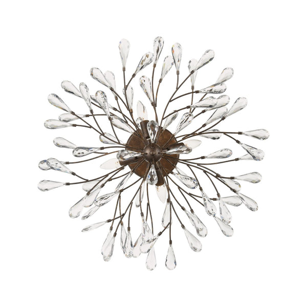 Atlas Crislett Semi Flush Mount Light - Elegant Metal Branch Design with Crystal Accents for Stunning Glow Sunglow Bronze 28'' CL12166-BZ