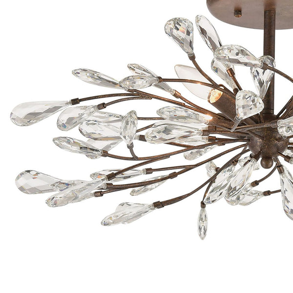 Atlas Crislett Semi Flush Mount Light - Elegant Metal Branch Design with Crystal Accents for Stunning Glow Sunglow Bronze 28'' CL12166-BZ