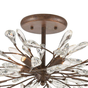 Atlas Crislett Semi Flush Mount Light - Elegant Metal Branch Design with Crystal Accents for Stunning Glow Sunglow Bronze 28'' CL12166-BZ