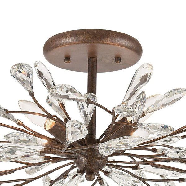 Atlas Crislett Semi Flush Mount Light - Elegant Metal Branch Design with Crystal Accents for Stunning Glow Sunglow Bronze 28'' CL12166-BZ
