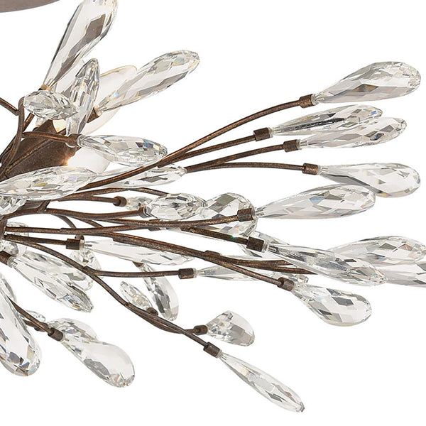 Atlas Crislett Semi Flush Mount Light - Elegant Metal Branch Design with Crystal Accents for Stunning Glow Sunglow Bronze 28'' CL12166-BZ