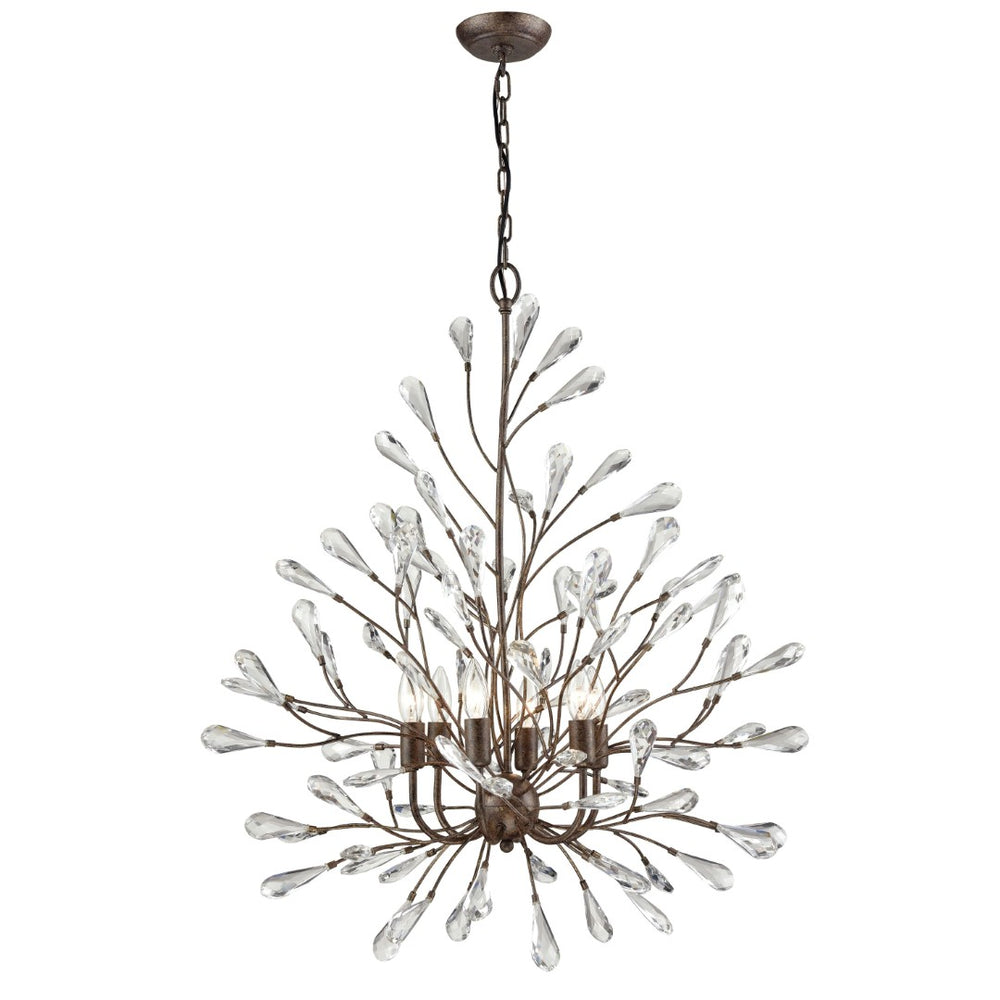 Atlas Crislett 6-Light Chandelier - Nature-Inspired Design with Crystal Accents for Elegant Illumination Sunglow Bronze 31'' CL12167-BZ