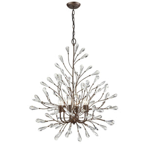 Atlas Crislett 6-Light Chandelier - Nature-Inspired Design with Crystal Accents for Elegant Illumination Sunglow Bronze 31'' CL12167-BZ