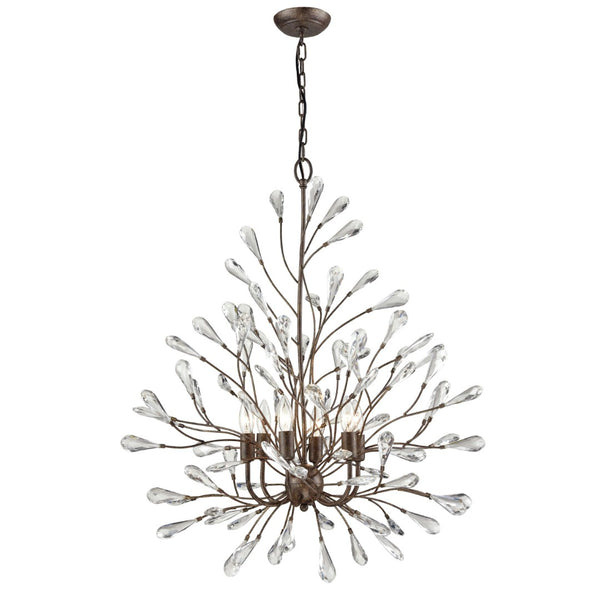 Atlas Crislett 6-Light Chandelier - Nature-Inspired Design with Crystal Accents for Elegant Illumination Sunglow Bronze 31'' CL12167-BZ