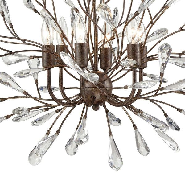 Atlas Crislett 6-Light Chandelier - Nature-Inspired Design with Crystal Accents for Elegant Illumination Sunglow Bronze 31'' CL12167-BZ