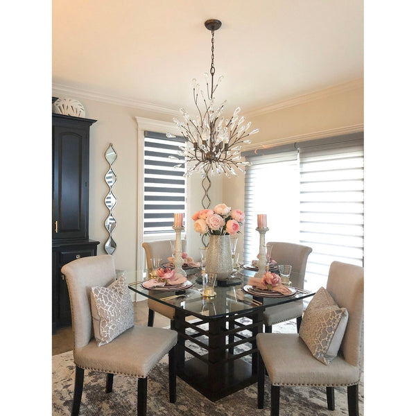 Atlas Crislett 6-Light Chandelier - Nature-Inspired Design with Crystal Accents for Elegant Illumination Sunglow Bronze 31'' CL12167-BZ