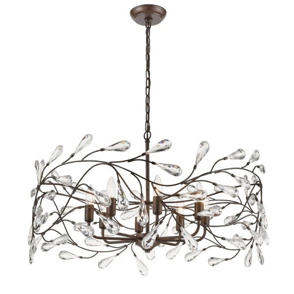 Atlas Crislett 6-Light Chandelier with Crystal Accents - Elegant Indoor Lighting for Dining & Living Spaces Sunglow Bronze 31'' CL12168-BZ