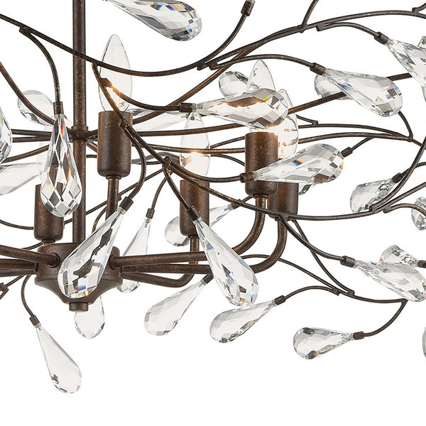 Atlas Crislett 6-Light Chandelier with Crystal Accents - Elegant Indoor Lighting for Dining & Living Spaces Sunglow Bronze 31'' CL12168-BZ
