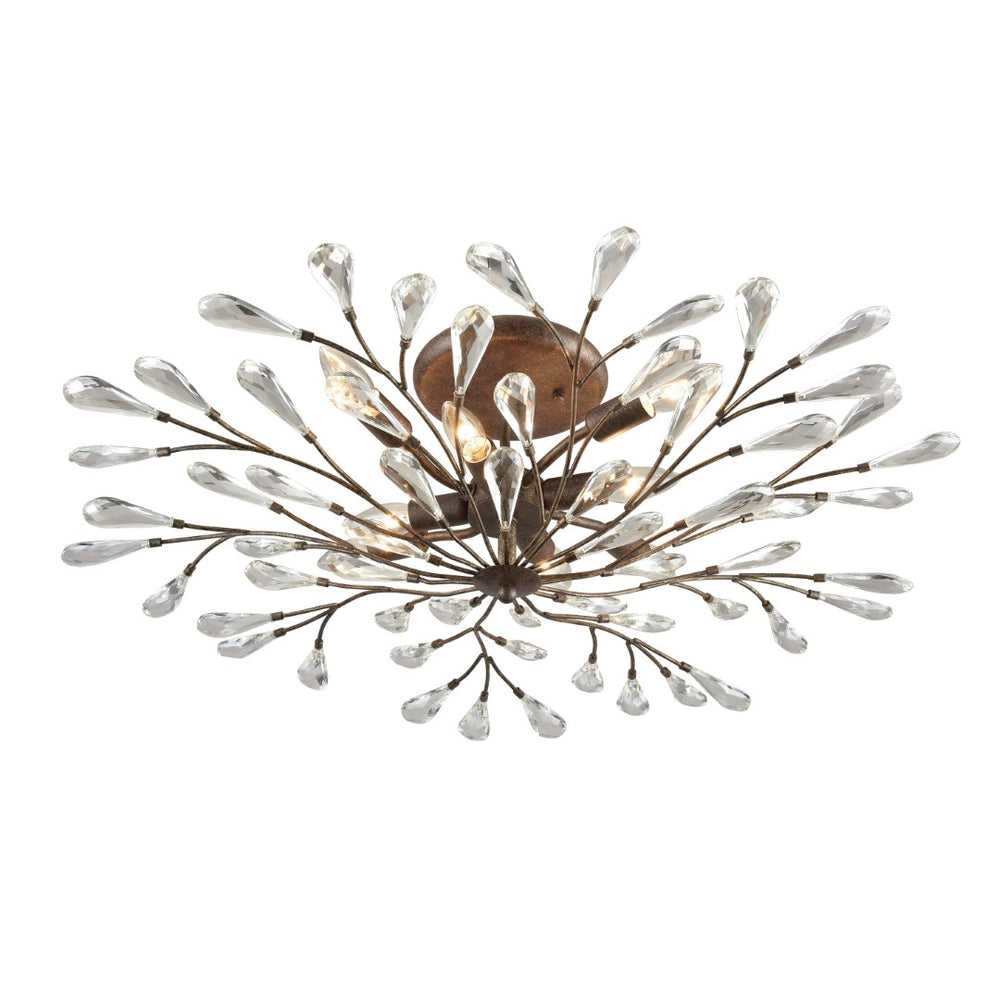 Atlas Crislett 4-Light Semi Flush Mount Light Fixture - Elegant Winter Forest Design with Crystal Accents Sunglow Bronze 32'' CL12169-BZ