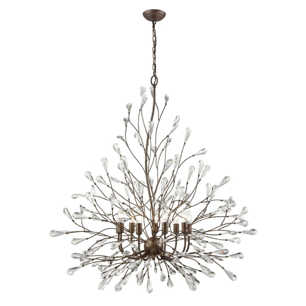 Atlas Crislett 6-Light Chandelier - Nature-Inspired Design with Crystal Accents for Elegant Illumination Sunglow Bronze 40'' CL12170-BZ