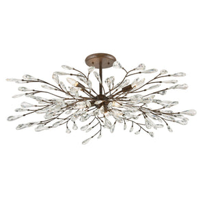 Atlas Crislett Semi Flush Mount Light - Elegant Metal Branch Design with Crystal Accents for Stunning Glow Sunglow Bronze 41'' CL12171-BZ
