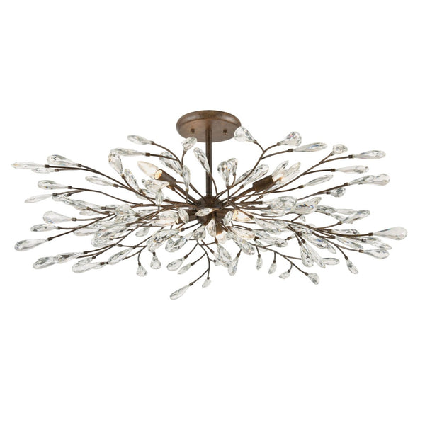 Atlas Crislett Semi Flush Mount Light - Elegant Metal Branch Design with Crystal Accents for Stunning Glow Sunglow Bronze 41'' CL12171-BZ