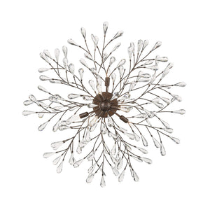 Atlas Crislett Semi Flush Mount Light - Elegant Metal Branch Design with Crystal Accents for Stunning Glow Sunglow Bronze 41'' CL12171-BZ