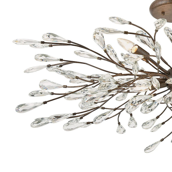 Atlas Crislett Semi Flush Mount Light - Elegant Metal Branch Design with Crystal Accents for Stunning Glow Sunglow Bronze 41'' CL12171-BZ