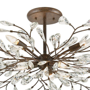 Atlas Crislett Semi Flush Mount Light - Elegant Metal Branch Design with Crystal Accents for Stunning Glow Sunglow Bronze 41'' CL12171-BZ