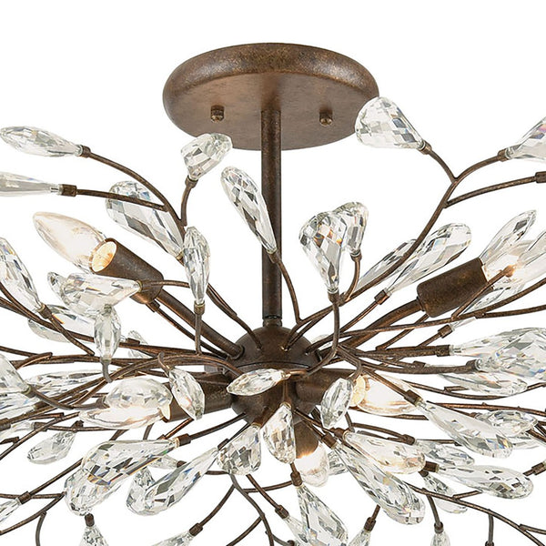 Atlas Crislett Semi Flush Mount Light - Elegant Metal Branch Design with Crystal Accents for Stunning Glow Sunglow Bronze 41'' CL12171-BZ