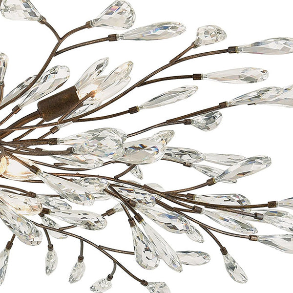 Atlas Crislett Semi Flush Mount Light - Elegant Metal Branch Design with Crystal Accents for Stunning Glow Sunglow Bronze 41'' CL12171-BZ