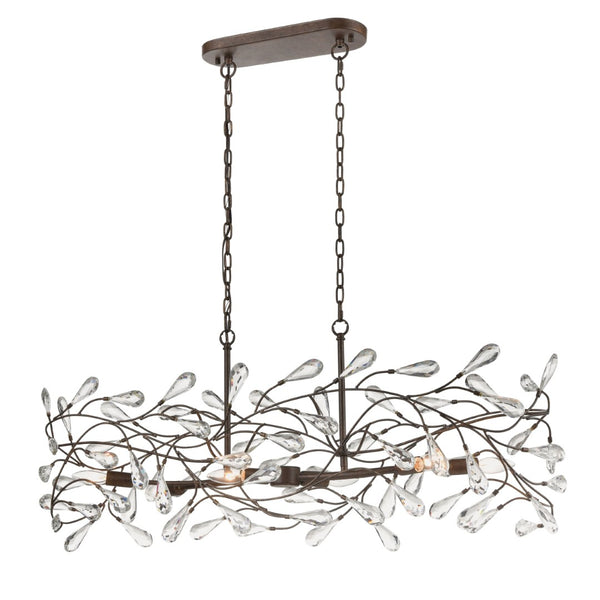 Atlas Crislett 43'' Wide 6-Light Linear Chandelier - Sunglow Bronze, Elegant Crystal Accent for Dining Spaces CL12172-BZ