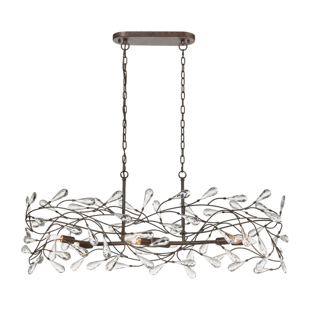 Atlas Crislett 43'' Wide 6-Light Linear Chandelier - Sunglow Bronze, Elegant Crystal Accent for Dining Spaces CL12172-BZ