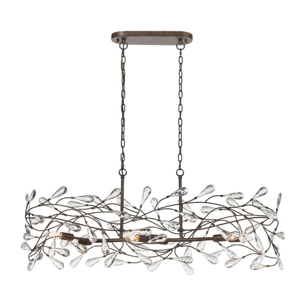 Atlas Crislett 43'' Wide 6-Light Linear Chandelier - Sunglow Bronze, Elegant Crystal Accent for Dining Spaces CL12172-BZ