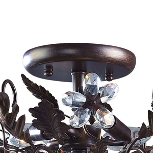 Atlas Cristallo Artisan Semi Flush Mount Light - Elegant Hand-Blown Glass & Crystal Accents for Home Decor Deep Rust 19'' CL12173-BZ