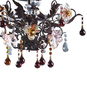 Atlas Cristallo Artisan Semi Flush Mount Light - Elegant Hand-Blown Glass & Crystal Accents for Home Decor Deep Rust 19'' CL12173-BZ