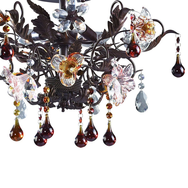 Atlas Cristallo Artisan Semi Flush Mount Light - Elegant Hand-Blown Glass & Crystal Accents for Home Decor Deep Rust 19'' CL12173-BZ