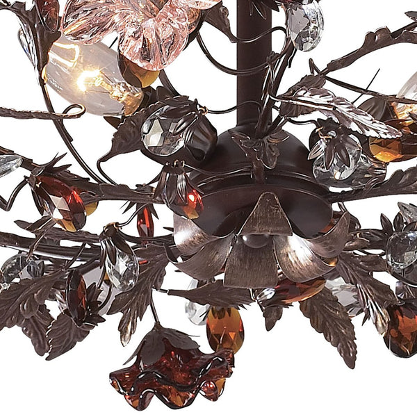 Atlas Cristallo Artisan Semi Flush Mount Light - Elegant Hand-Blown Glass & Crystal Accents for Home Decor Deep Rust 27'' CL12174-BZ