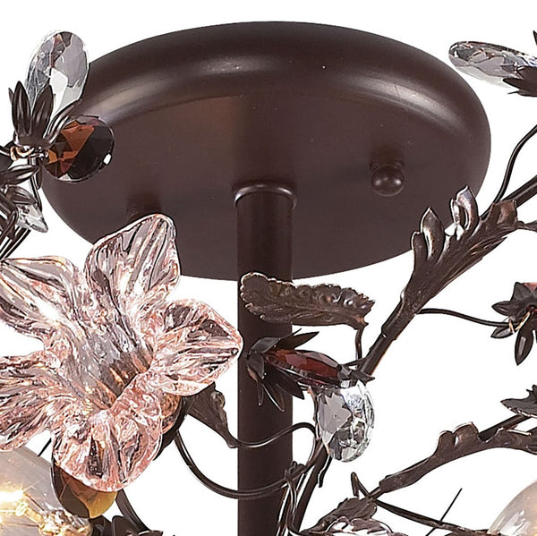 Atlas Cristallo Artisan Semi Flush Mount Light - Elegant Hand-Blown Glass & Crystal Accents for Home Decor Deep Rust 27'' CL12174-BZ