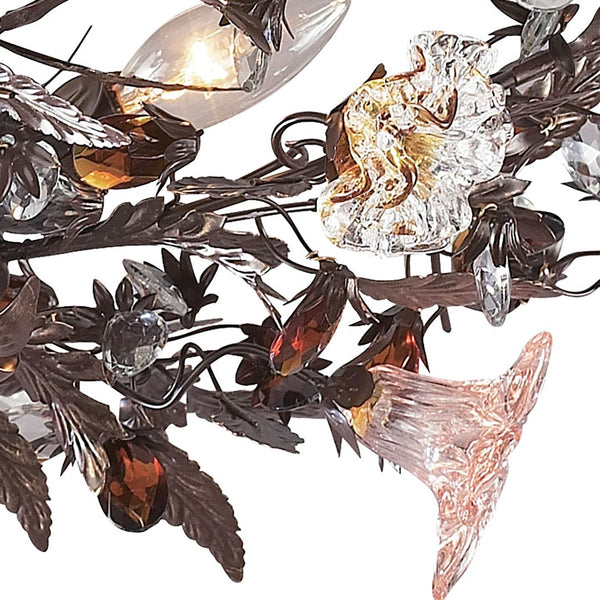 Atlas Cristallo Artisan Semi Flush Mount Light - Elegant Hand-Blown Glass & Crystal Accents for Home Decor Deep Rust 27'' CL12174-BZ
