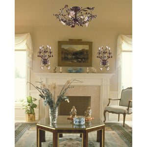 Atlas Cristallo Artisan Semi Flush Mount Light - Elegant Hand-Blown Glass & Crystal Accents for Home Decor Deep Rust 27'' CL12174-BZ
