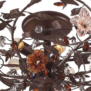 Atlas Cristallo 38'' Wide 6-Light Flush Mount - Artisan Glass Florets & Deep Rust Elegance for Any Room CL12175-BZ
