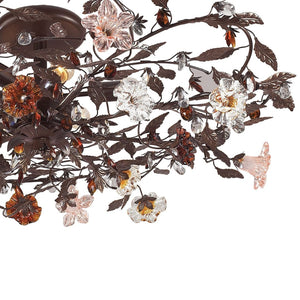 Atlas Cristallo 38'' Wide 6-Light Flush Mount - Artisan Glass Florets & Deep Rust Elegance for Any Room CL12175-BZ