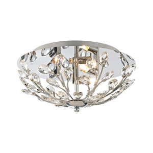 Atlas Crystique 3-Light Flush Mount - Nature-Inspired Crystal Design for Elegant Indoor Ambiance Polished Chrome 13'' CL12183-CH