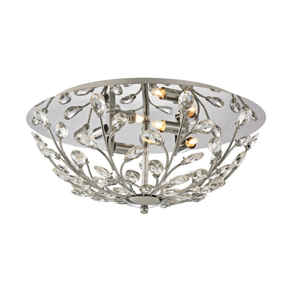Atlas Crystique 3-Light Flush Mount - Nature-Inspired Crystal Design for Elegant Indoor Ambiance Polished Chrome 17'' CL12184-CH